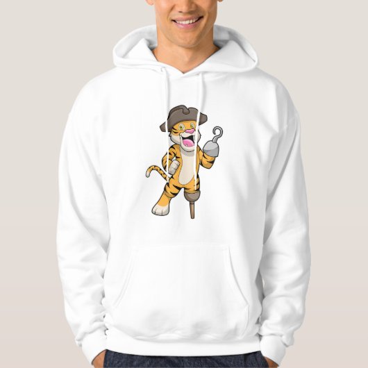 Tijger als piraat met houten been en gekookte hand hoodie (Voorkant)