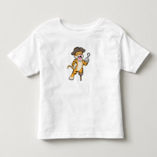 Tijger als piraat met houten been en gekookte hand kinder shirts