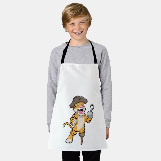 Tijger als piraat met houten been en gekookte hand schort (Gedragen)