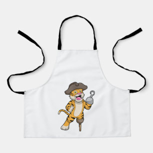 Tijger als piraat met houten been en gekookte hand schort