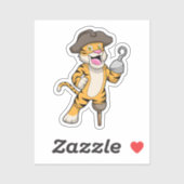 Tijger als piraat met houten been en gekookte hand sticker (Vel)