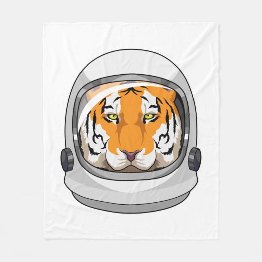 Tijger als Ruimtevaarder met Helm Fleece Deken (Voorkant)