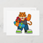 Tijger als Skater met skateboard Briefkaart (Voorkant / Achterkant)