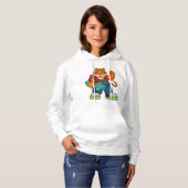 Tijger als Skater met skateboard Hoodie (Voorkant volledig)