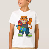 Tijger als Skater met skateboard T-shirt (Voorkant)