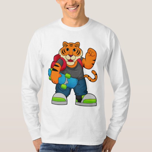 Tijger als Skater met skateboard T-shirt (Voorkant)
