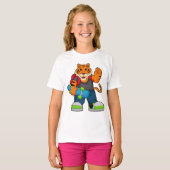 Tijger als Skater met skateboard T-shirt (Voorkant volledig)