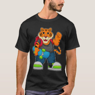 Tijger als Skater met skateboard T-shirt
