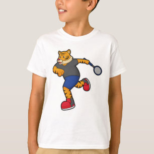 Tijger als Tennis-speler met Tennis-racket T-shirt