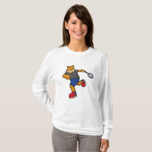 Tijger als Tennis-speler met Tennis-racket T-shirt (Voorkant volledig)