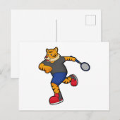 Tijger als tennisser met tennisracket briefkaart (Voorkant / Achterkant)