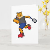 Tijger als tennisser met tennisracket kaart (Gele Bloem)