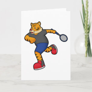 Tijger als tennisser met tennisracket kaart