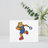 Tijger als tennisspeler met tennisracket briefkaart (Staand voorkant)