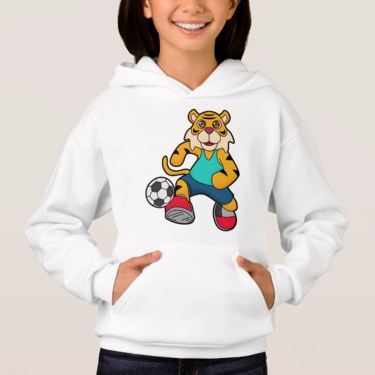 Tijger als voetbalspeler met Voetbal (Voorkant)