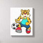 Tijger als voetbalspeler met Voetbal Canvas Afdruk (Voorkant)