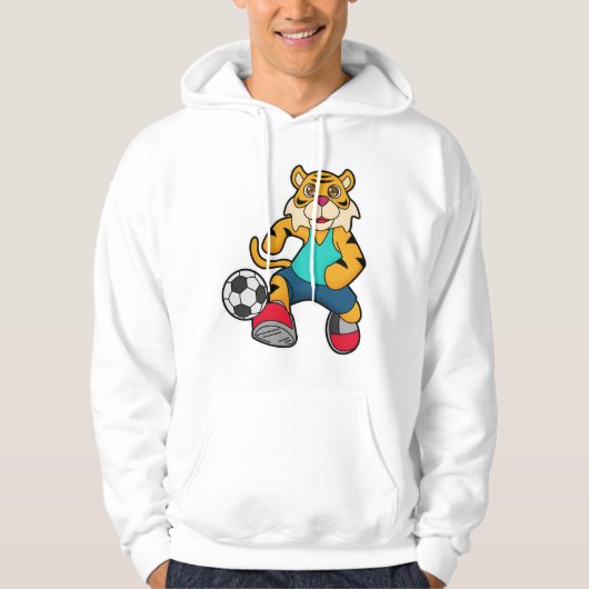 Tijger als voetbalspeler met Voetbal Hoodie (Voorkant)