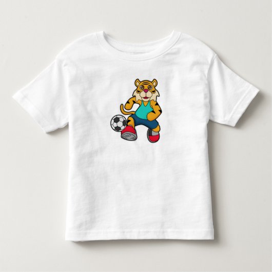 Tijger als voetbalspeler met Voetbal Kinder Shirts (Voorkant)