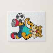 Tijger als voetbalspeler met Voetbal Legpuzzel (Horizontaal)