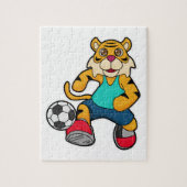 Tijger als voetbalspeler met Voetbal Legpuzzel (Verticaal)