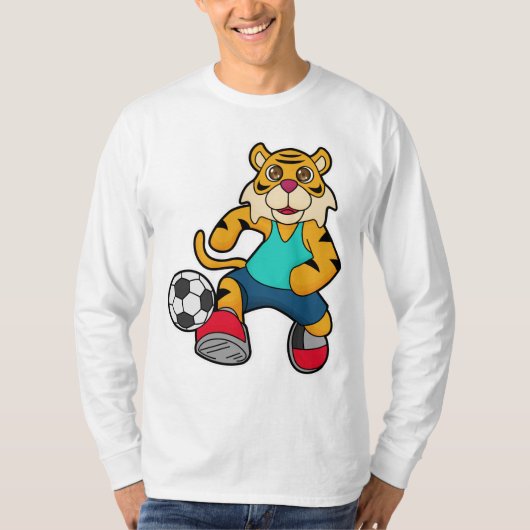 Tijger als voetbalspeler met Voetbal T-shirt (Voorkant)