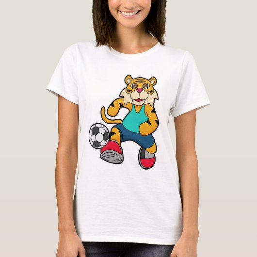 Tijger als voetbalspeler met Voetbal T-shirt (Voorkant)