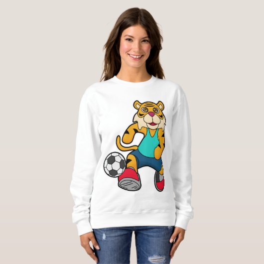 Tijger als voetbalspeler met Voetbal Trui (Voorkant volledig)