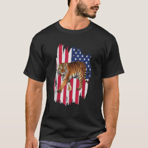 Tijger Amerikaanse Vlag 4 juli Patriottische Tijge T-shirt