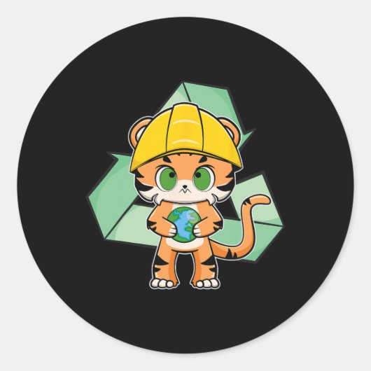 Tijger anime kat aarde dag ronde sticker (Voorkant)