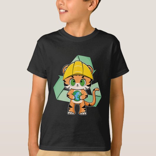 Tijger anime kat aarde dag t-shirt (Voorkant)