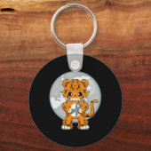 Tijger Anime Kat Dyslexie Bewustzijn Sleutelhanger (Voorkant)