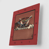 Tijger - Antiquarian, Colorful Book Illustration Vierkante Klok (Hoek)