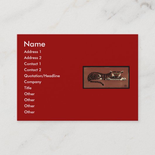 Tijger - Antiquarian, Colorful Book Illustration Visitekaartje (Voorkant)