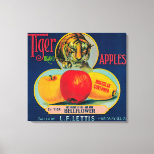 Tijger Apple Crate LabelWatsonville, CA Canvas Afdruk