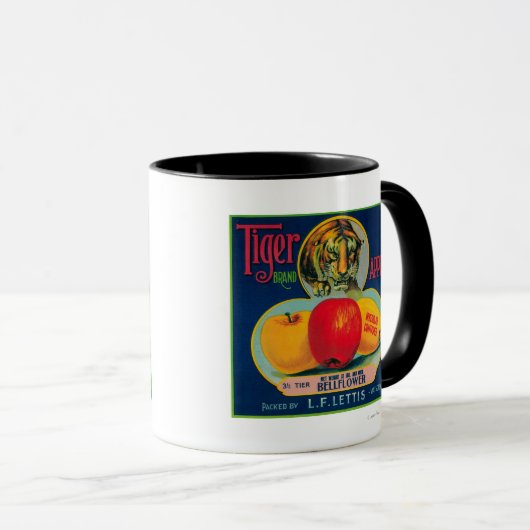 Tijger Apple Crate LabelWatsonville, CA Mok (Voorkant rechts)