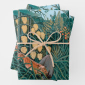 Tijger Attacking Bull in exotisch tropisch Oerwoud Inpakpapier Vel (In situ)