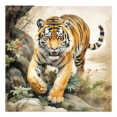 Tijger Aziatisch Traditioneel Schilderij Foto Afdruk (Voorkant)