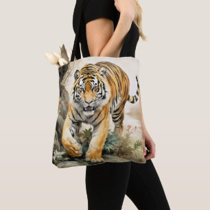 Tijger Aziatisch Traditioneel Schilderij Tote Bag