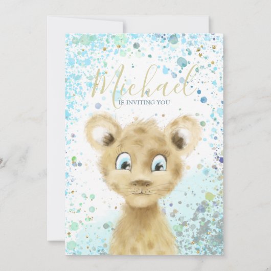 Tijger baby dier jongens verjaardagsfeest uitnodig aankondiging (Achterkant)