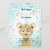 Tijger baby dier jongens verjaardagsfeest uitnodig aankondiging (Voorkant / Achterkant)