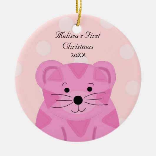 Tijger Baby, eerste kerstkerkerkerst Keramisch Ornament (Voorkant)
