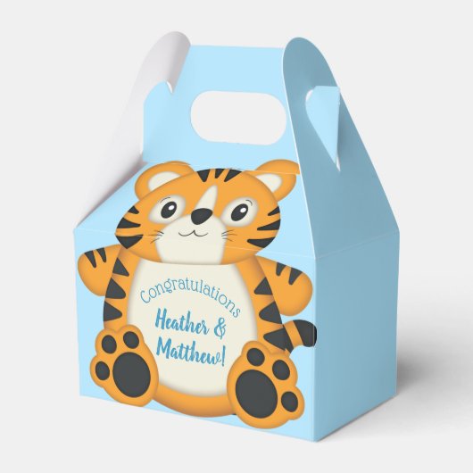 Tijger Baby shower Blue Bedankdoosjes (Voorkant Zijde)