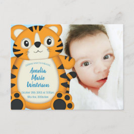 Tijger Baby shower Blue Briefkaart