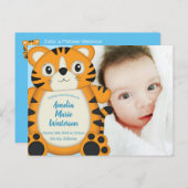 Tijger Baby shower Blue Briefkaart (Voorkant / Achterkant)