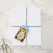 Tijger Baby shower Blue Cadeaulabel (Met Touw)