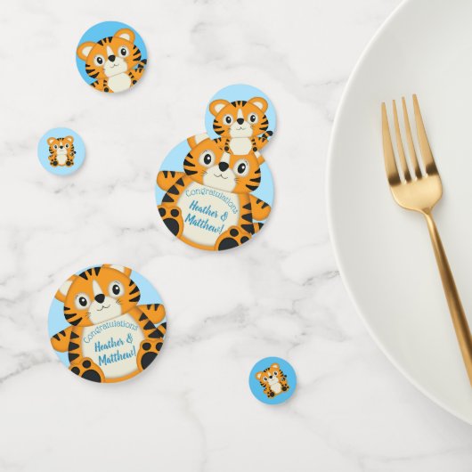 Tijger Baby shower Blue Confetti (Groep)