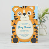 Tijger Baby shower Blue Kaart (Staand voorkant)