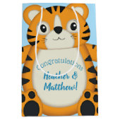 Tijger Baby shower Blue Medium Cadeauzakje (Voorkant)