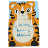 Tijger Baby shower Blue Medium Cadeauzakje (Achterkant)