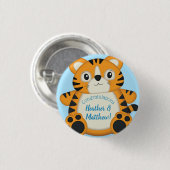 Tijger Baby shower Blue Ronde Button 3,2 Cm (Voorkant /achterkant)